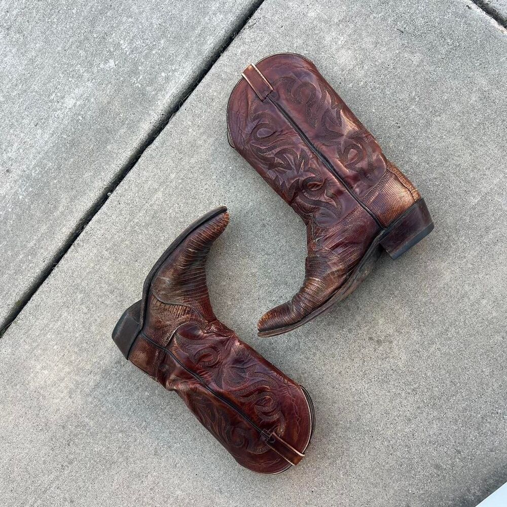 Dan Post Reptile Exotic Boots Brown Mens size 10.5 D western